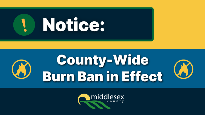 Text reading, "County-Wide Burn Ban in Effect"