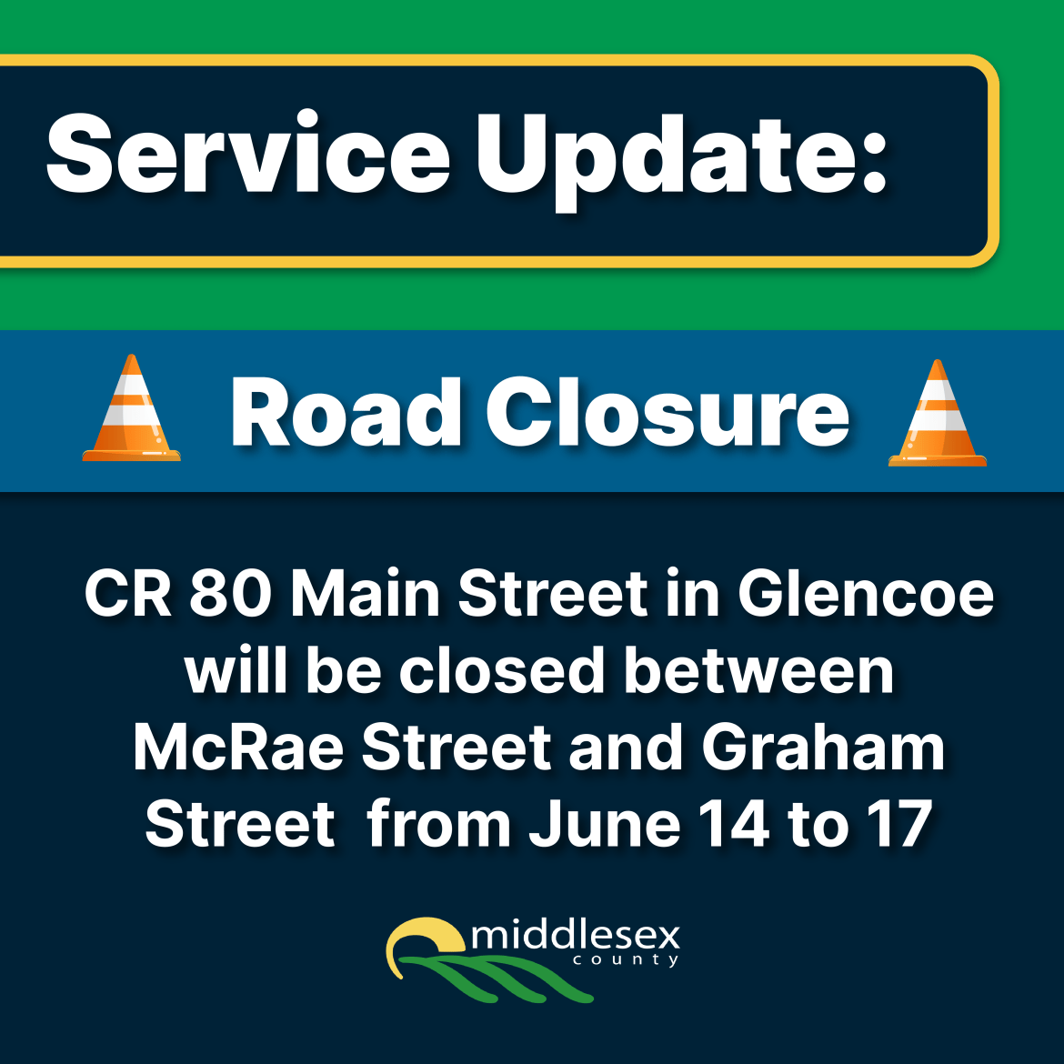 Road Closure of CR 80 Main Street in Glencoe