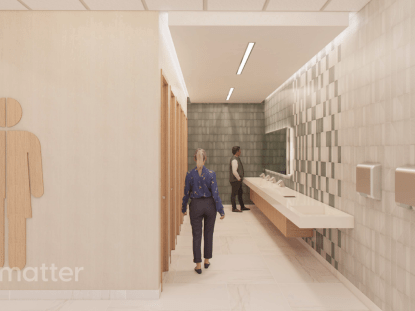 Rendering of new county building staff washrooms