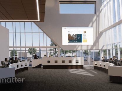 Rendering of new county building council chambers