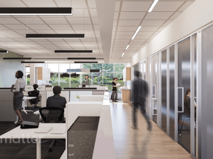 Rendering of new county building office spaces