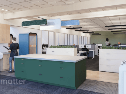 Rendering of new county building office spaces