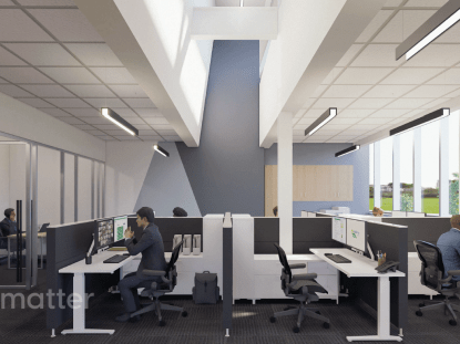 Rendering of new county building office spaces