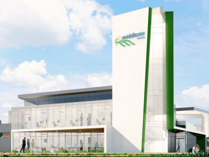 Rendering of new county building exterior