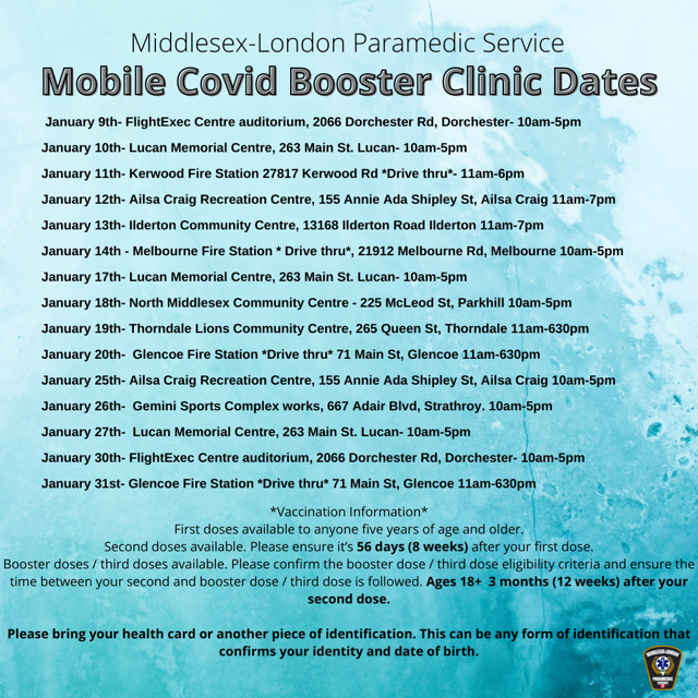 Middlesex County MLPS COVID Vaccination Clinics January 2022