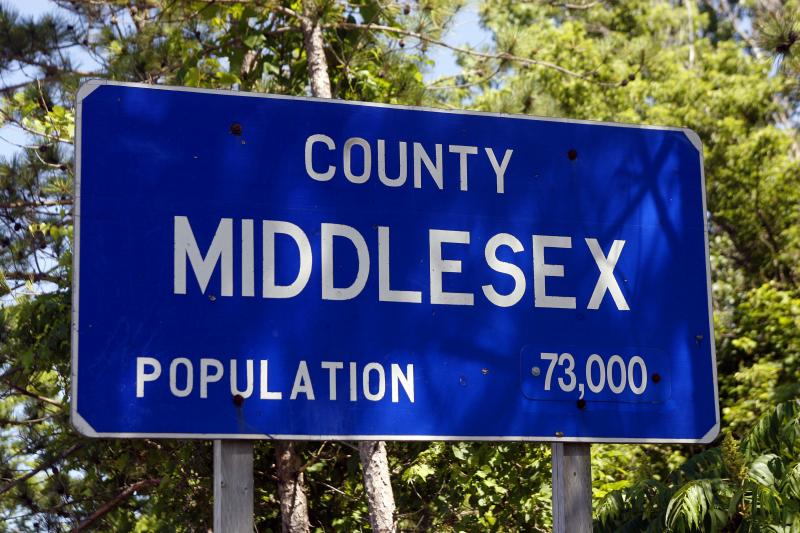County Middlesex Road Sign